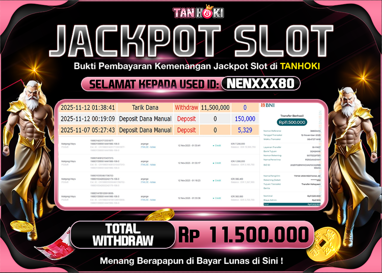 TANHOKI JACKPOT SLOT MAHJONG WAYS Rp..11.500.000,- LUNAS
