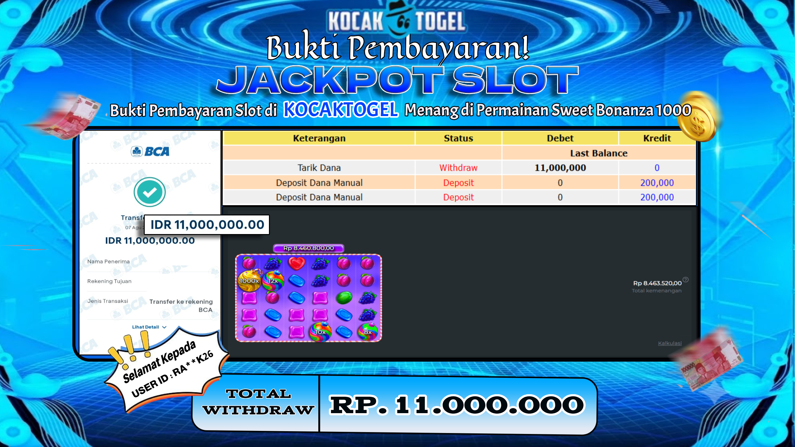 🏆 BUKTI KEMENANGAN Sweet Bonanza 1000 MEMBER KOCAKTOGEL  🏆