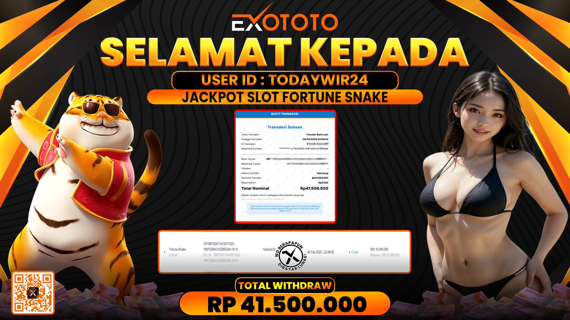 EXOTOTO JACKPOT DI SLOT FORTUNE SNAKE RP. 41.500.000,- LUNAS