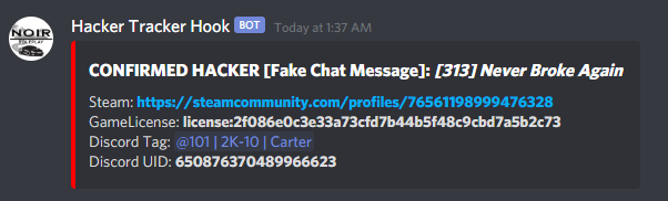 Catching a modder faking a chat message