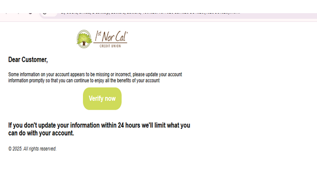 1st Nor Cal CU ( Us ) ✓ { LETTER } ⭐ Clean inbox Letter 2025 ❤️