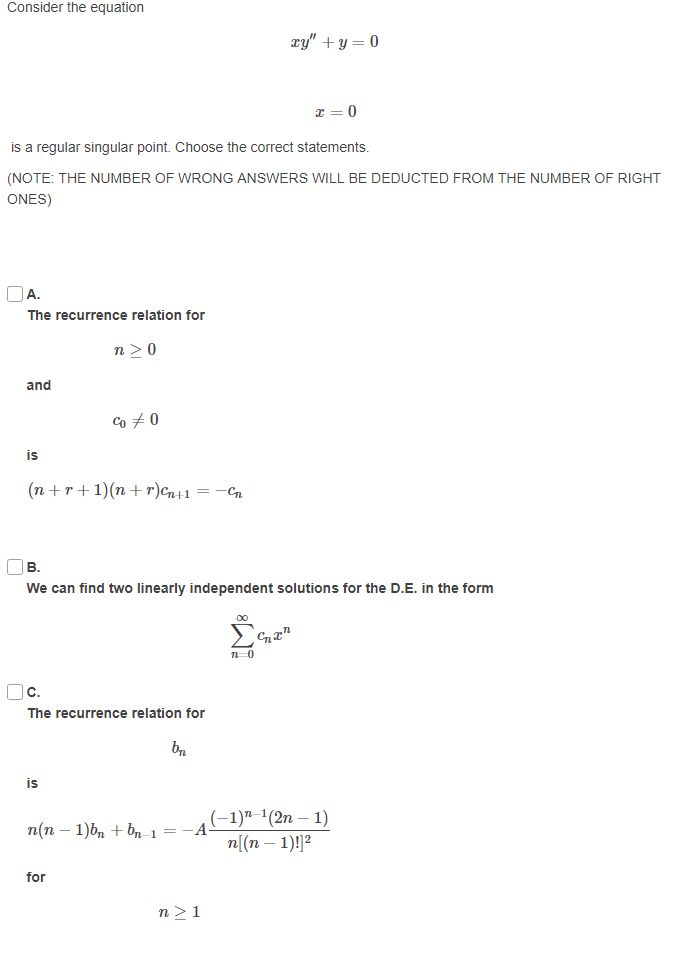 Solved Consider the equation is a regular singular point. | Chegg.com