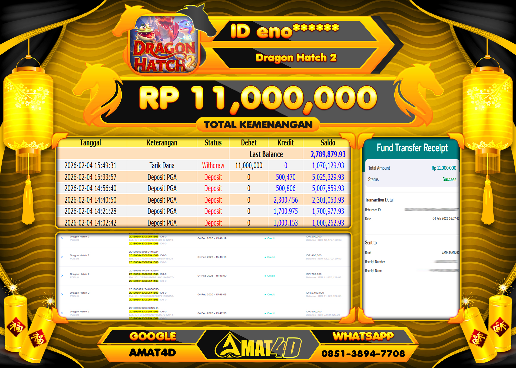 AMAT4D KEMENANGAN DI SLOT DRAGON HATCH 2  Rp.11,000,000 BERHASIL TERBAYAR LUNAS