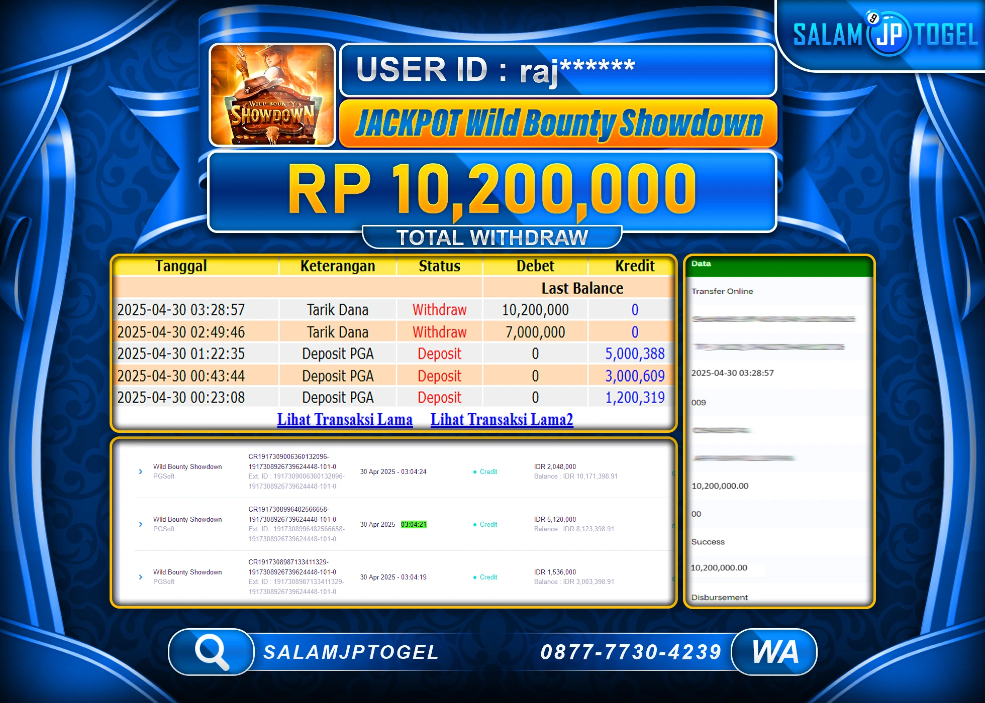 SALAMJPTOGEL MENANG WILD BOUNTY SHOWDOWN Rp.10,200,000 LUNAS