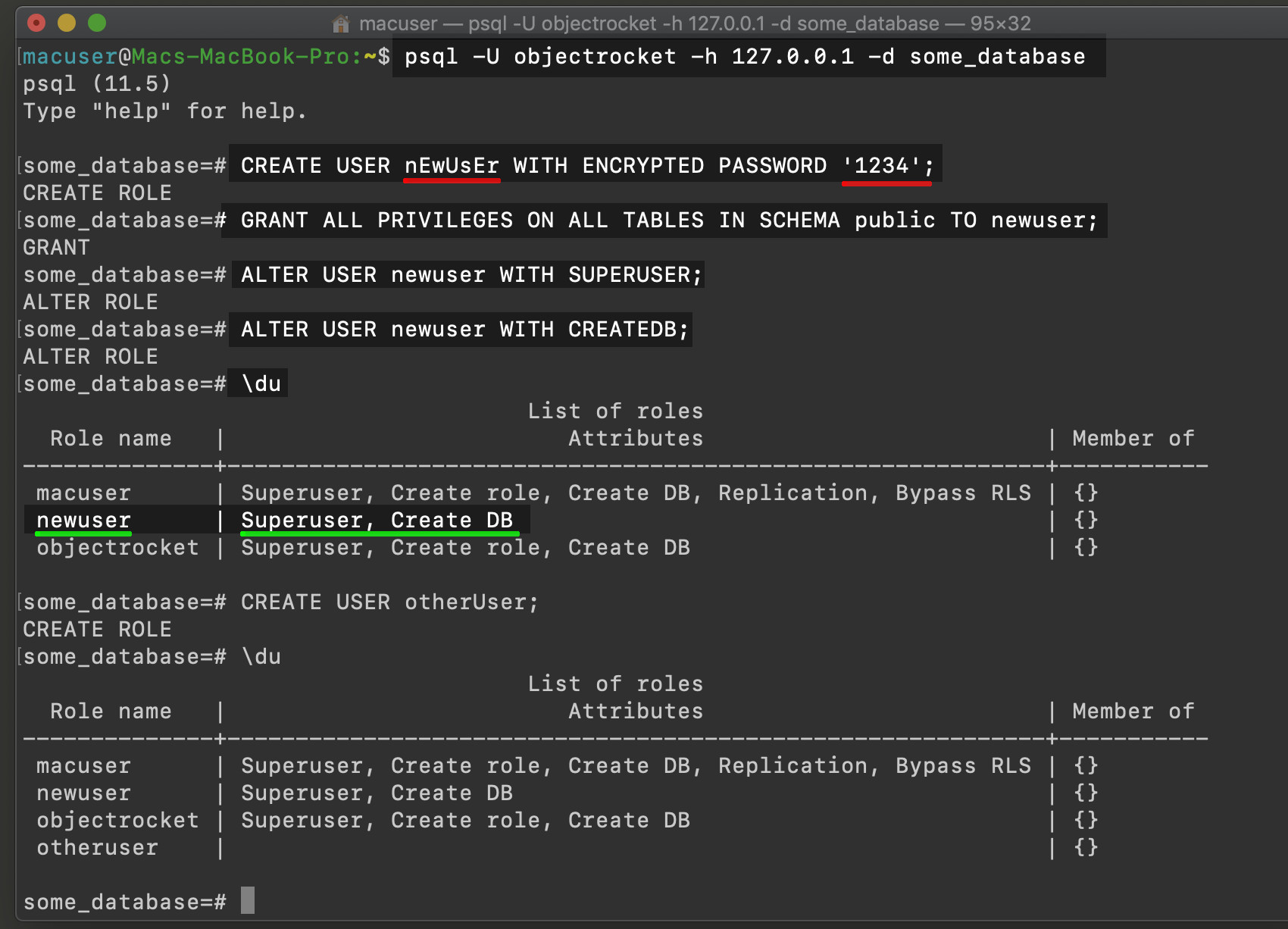 sql tabs postgresql superuser