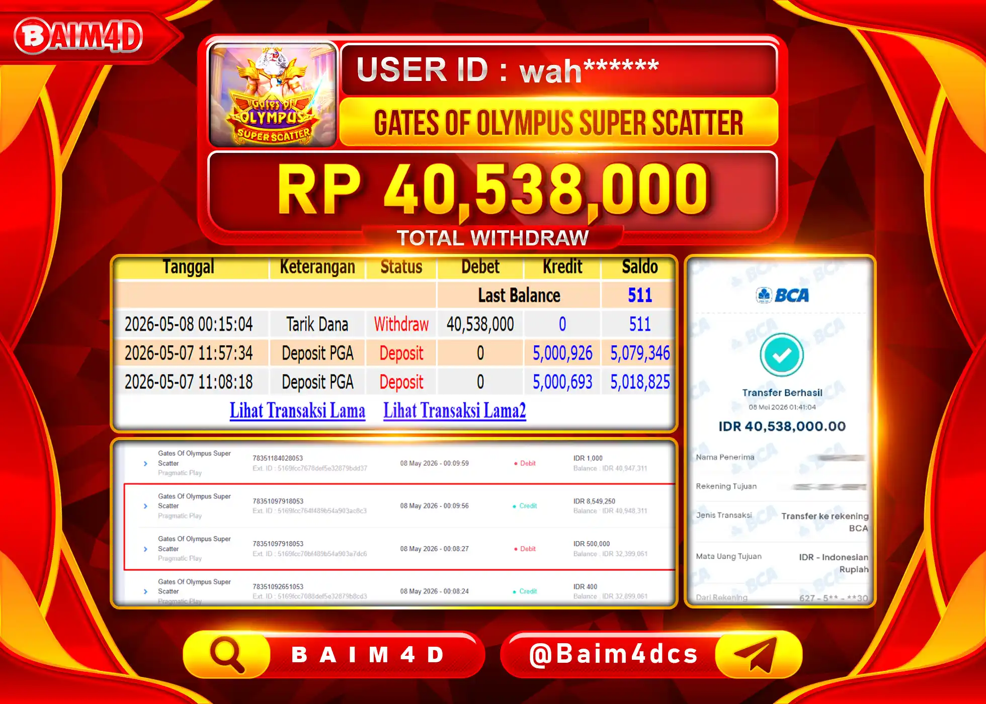 BAIM4D JACKPOT GATES OF OLYMPUS SIPER SCATTER Rp.40,538,000 - LUNAS