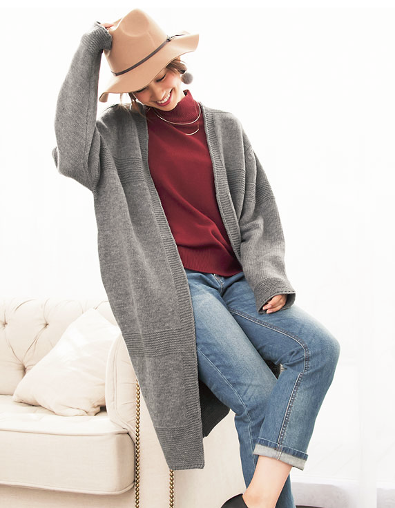 冬のロングカーディガン着こなし 寒くなっても大活躍 Soleil