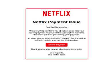 Netflix Payment Issue Letter High Quality Send Inbox HTML
