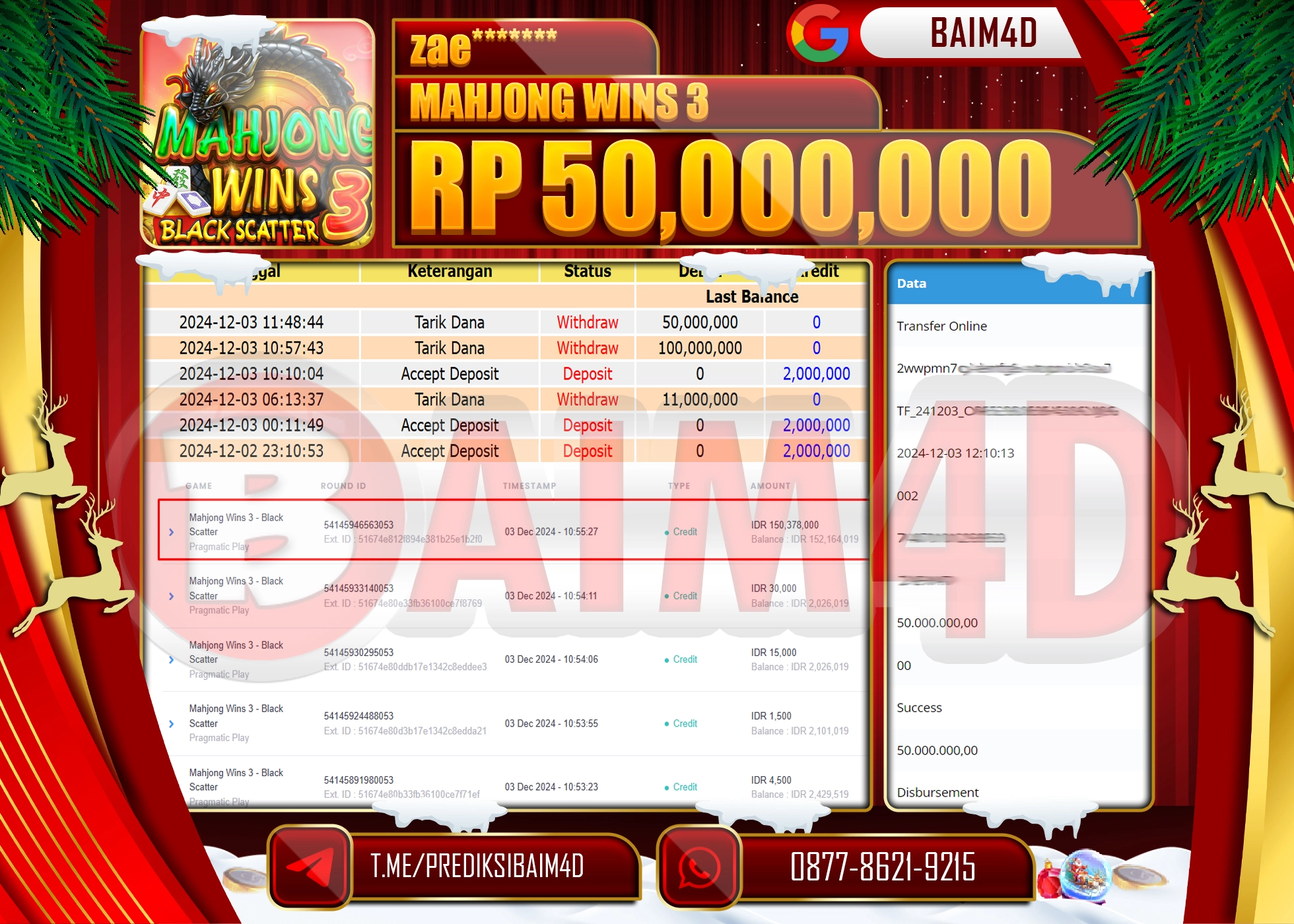 BAIM4D JACKPOT Mahjong Wins 3 - Black Scatter Play Rp.50.000,000.- LUNAS