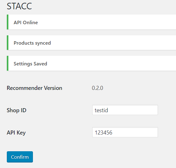 API has been contacted and the product sync started
