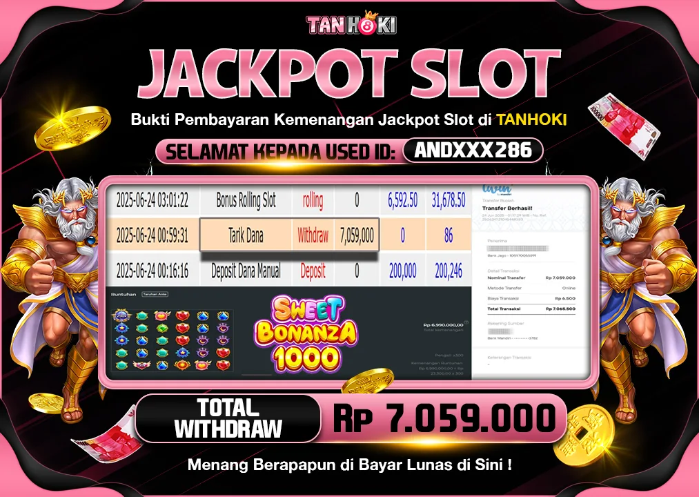 TANHOKI JACKPOT SLOT SWEET BONANZA 1000 Rp.7.059.000.,- LUNAS