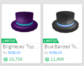Brighteyes Top Hat Blue Banded Top Hat - roblox banded top hats