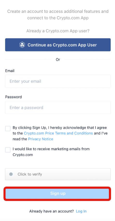 crypto.com review: account creation