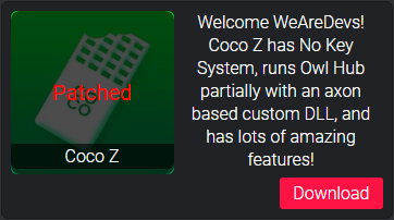 News Cocoz Patched After Putting It On The Site Rip Wearedevs Forum - owl hub roblox games