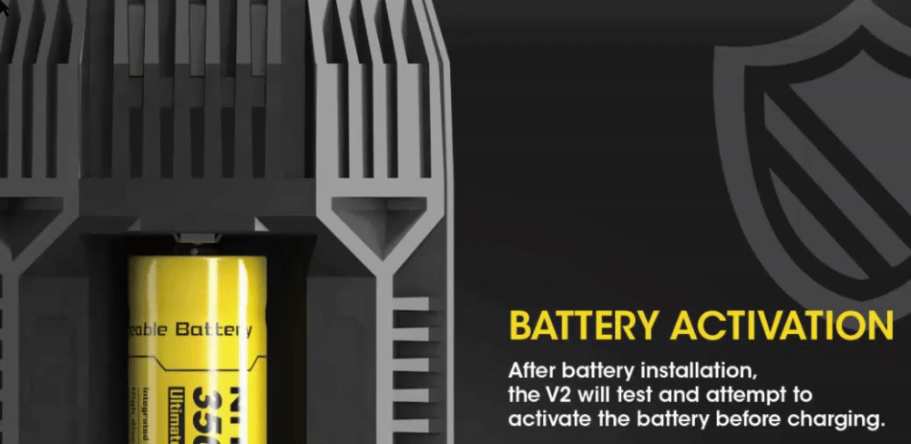 The V2 will test and attempt to activate the battery before charging.