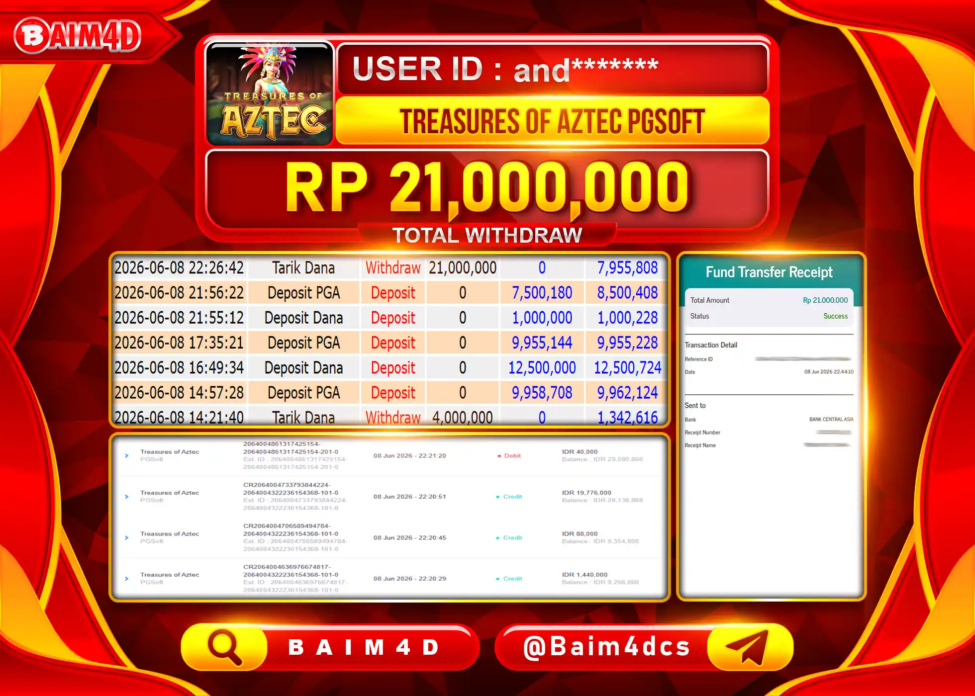 BAIM4D JACKPOT SLOT TREASURES OF AZTEC Rp.21,000,000 - LUNAS
