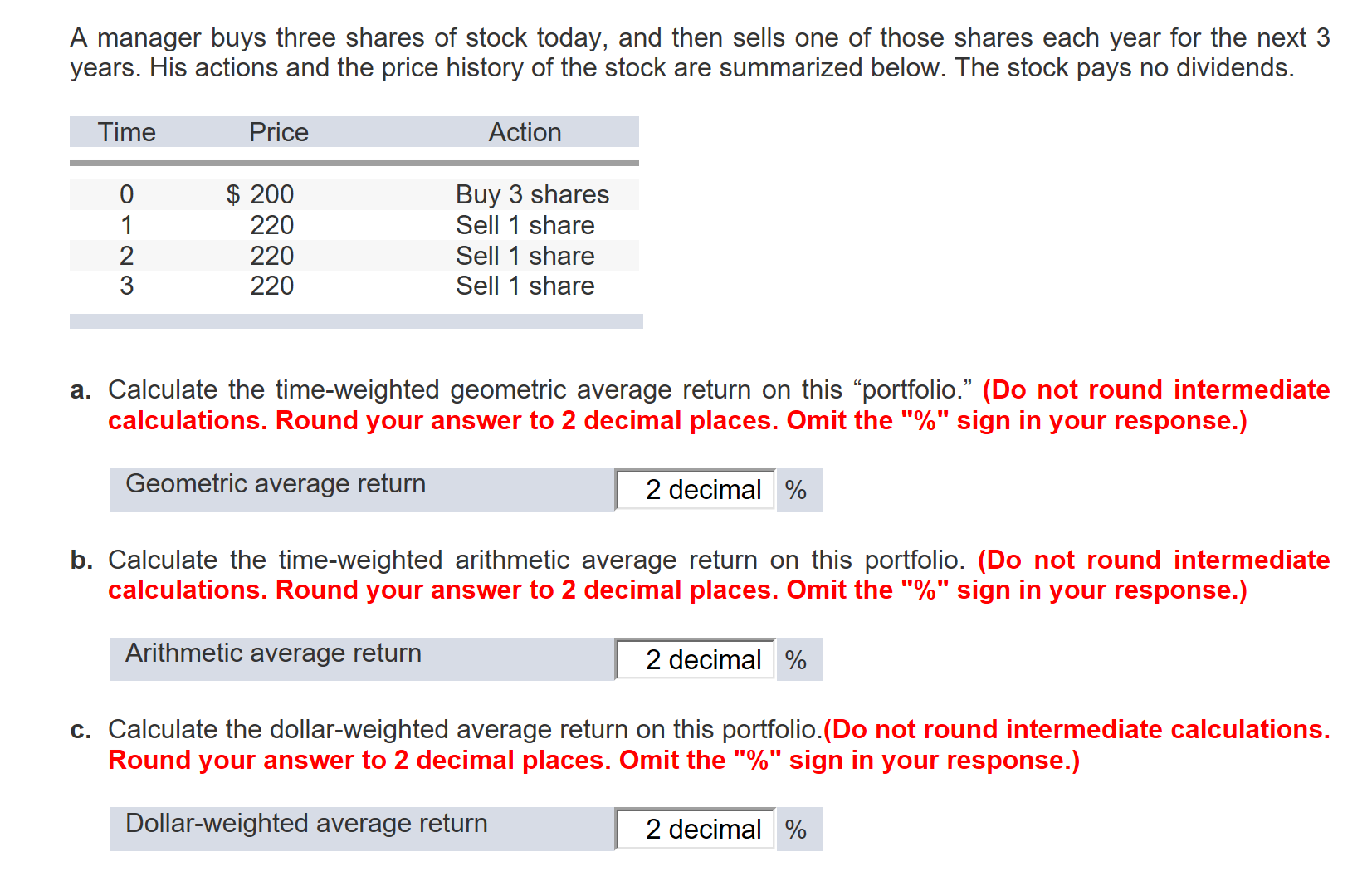 Solved A manager buys three shares of stock today, and then