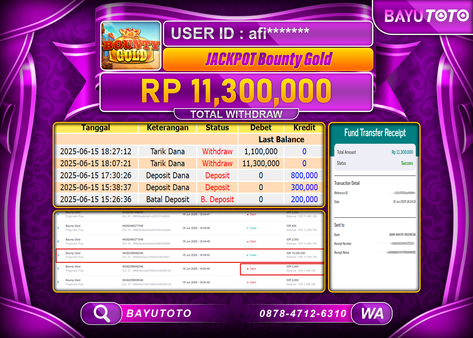 BAYUTOTO JACKPOT DI BOUNTY GOLD  Rp.11,300,000 LUNAS