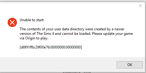 Sims 4 must update before running 4efff2b08ba7e5b0104a67e7e89bf2e9
