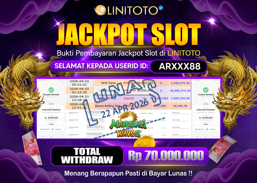 LINITOTO JACKPOT SLOT Mahjong Wins 2 Rp.70,000,000 - LUNAS