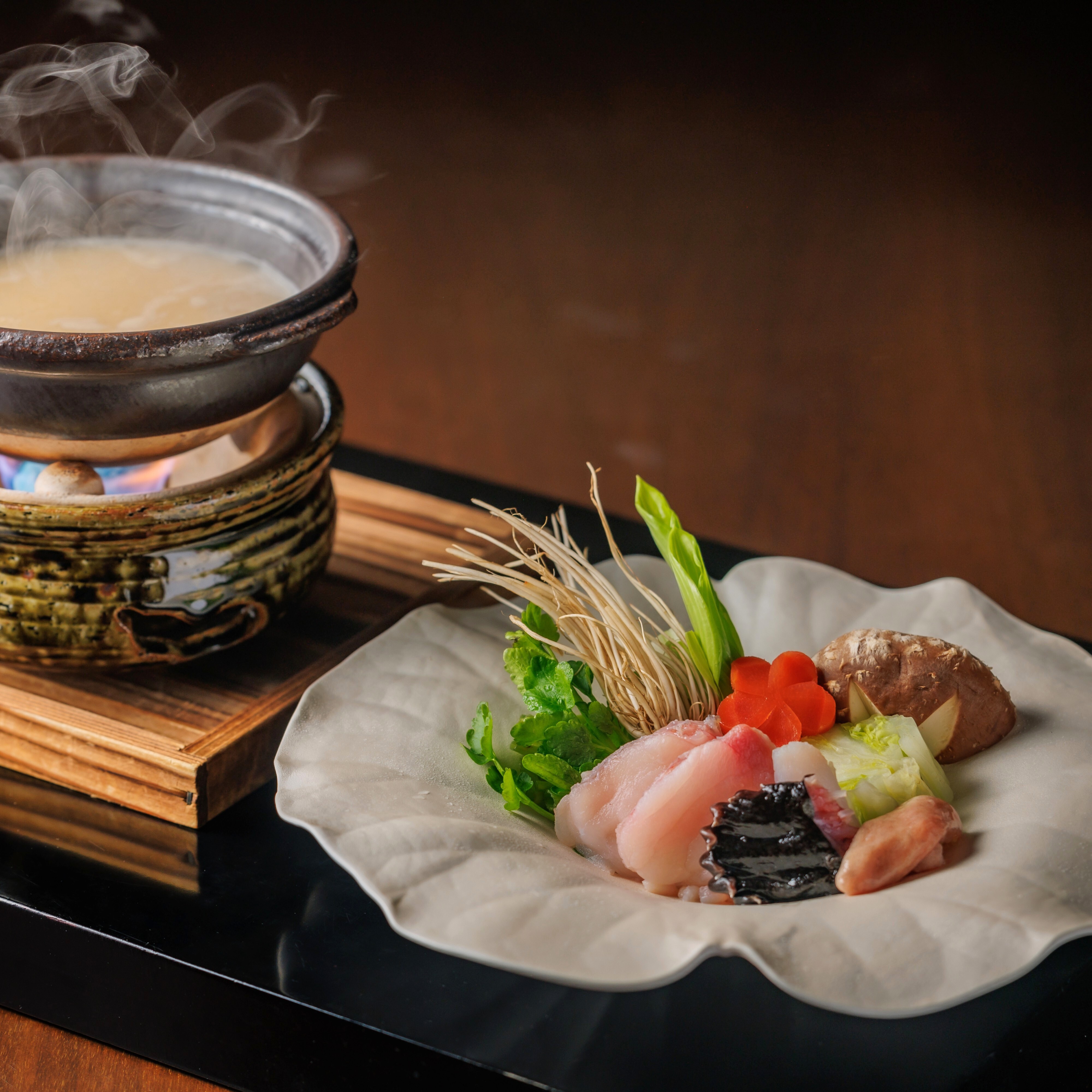 鮟鱇と発酵白菜あざら仕立て　名取三浦農園芹