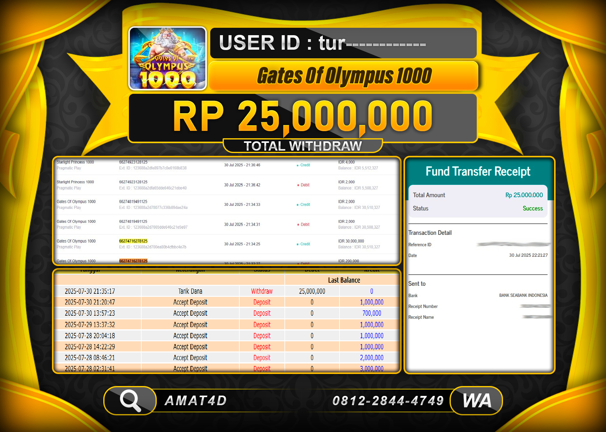 AMAT4D KEMENANGAN GATES OF OLYMPUS 1000 Rp.25.000.000 BERHASIL TERBAYAR LUNAS