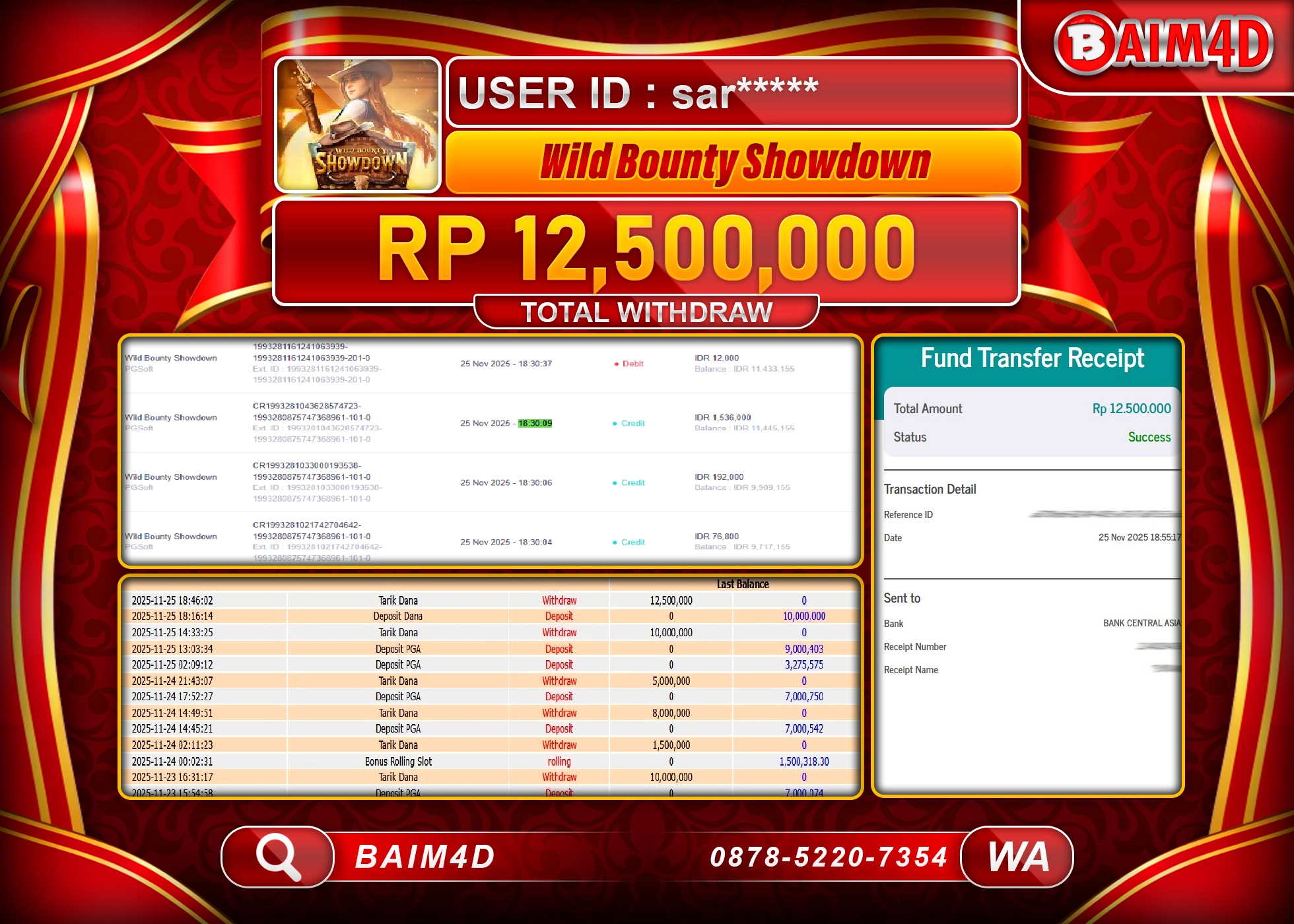 BAIM4D JACKPOT SLOT WILD BOUNTY SHOWDOWN Rp.12,500,000 - LUNAS