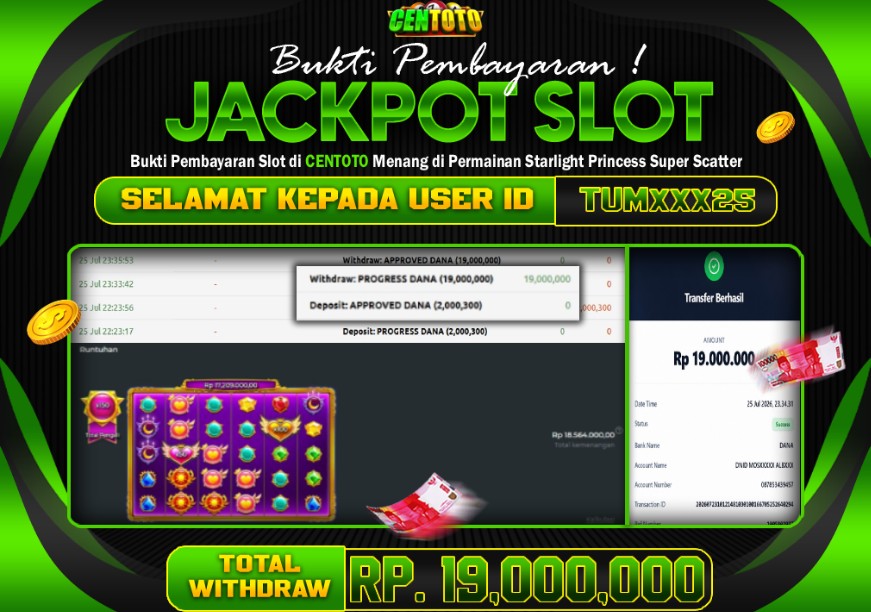 BUKTI JACKPOT LUNAS CENTOTO  RP 19.000.000,-LUNAS