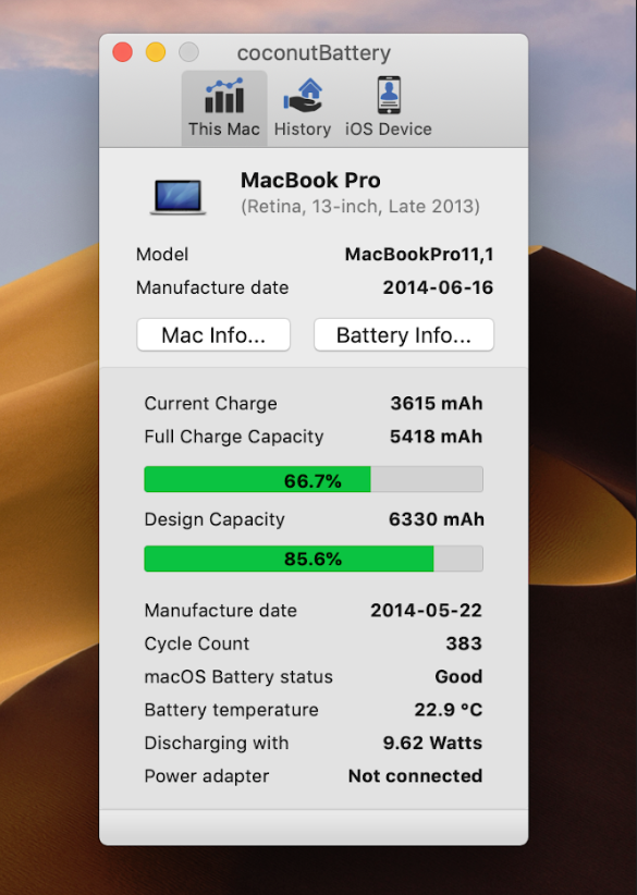 cuantos ciclos de carga dura una macbook pro late 2013