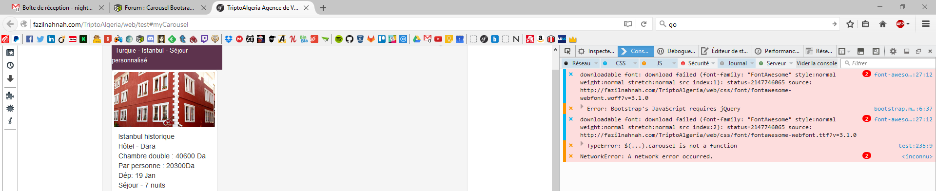 erreur nojquery