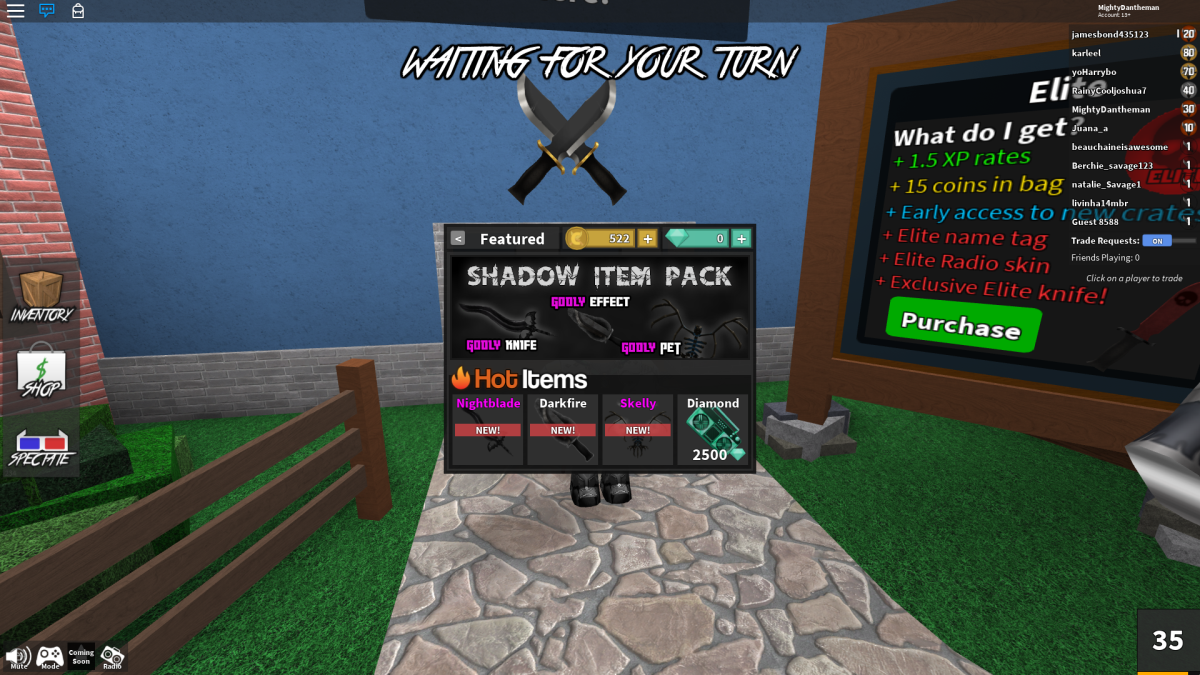 Afk Farming Mm2 From Last Night - shadow item pack roblox