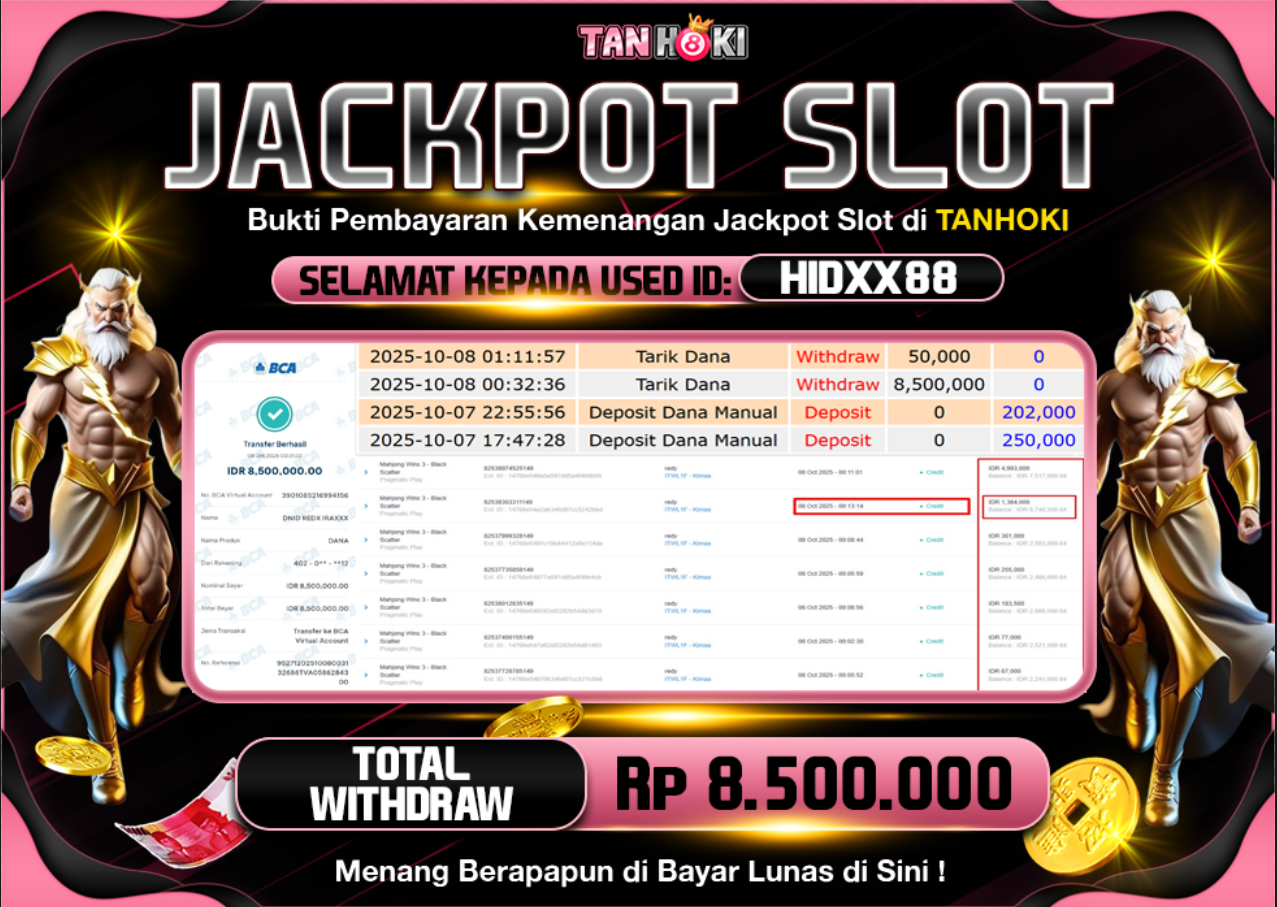 TANHOKI JACKPOT SLOT MAHJONG WAYS 3 BLACK SCATTER Rp.8.500.000,- LUNAS