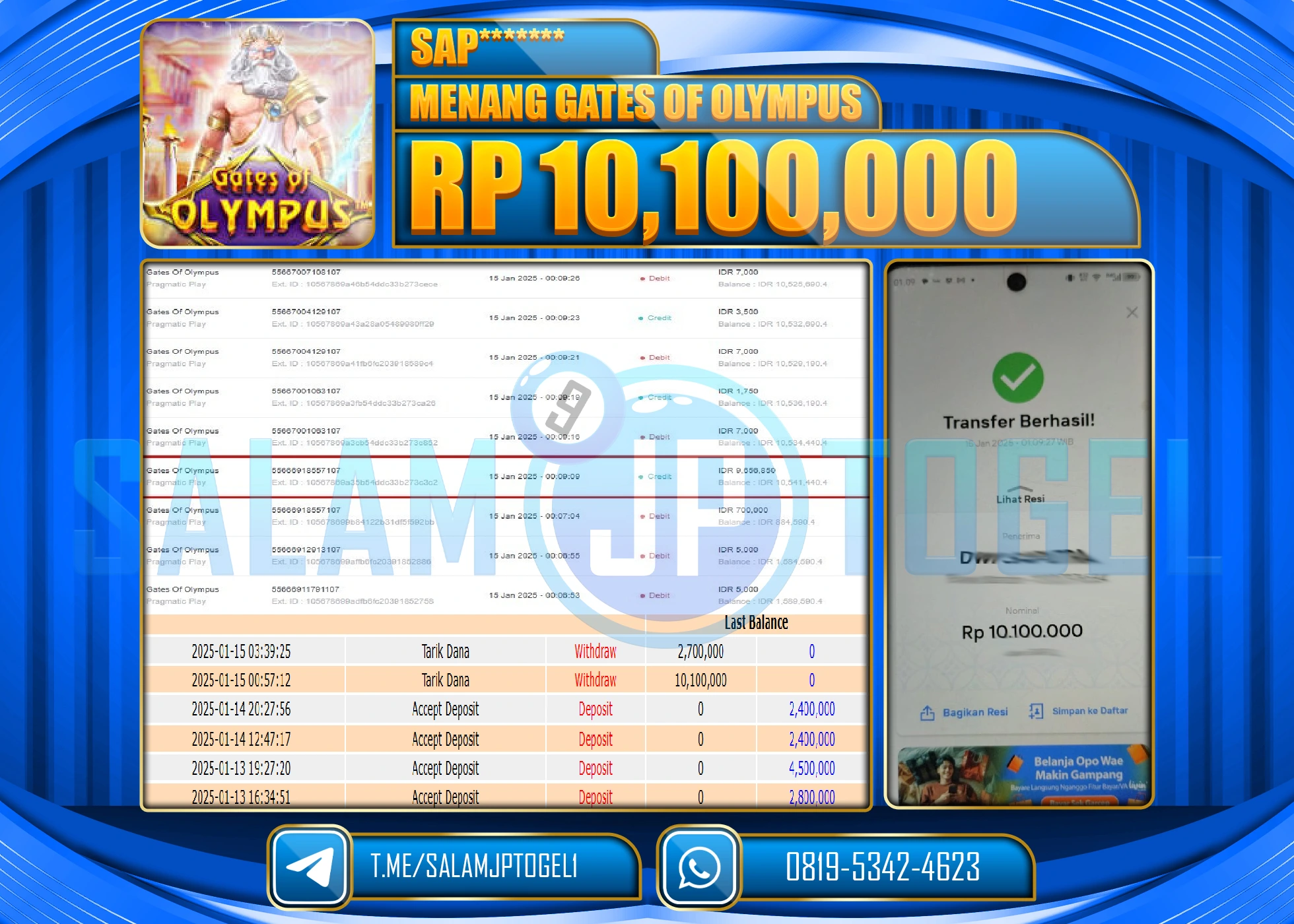 SALAMJPTOGEL MENANG SLOT GATES OF OLYMPUS Rp.10,100,000 LUNAS