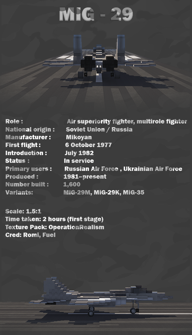 Mikoyan MIG - 29 Minecraft Map