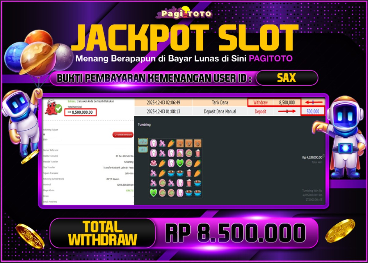 HAPPY JACKPOT MEMBER PAGITOTO SLOT SUSU&KOKO Rp  8.500.000-, - LUNAS