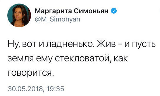 Земля ему стекловатой. Симоньян дзен.