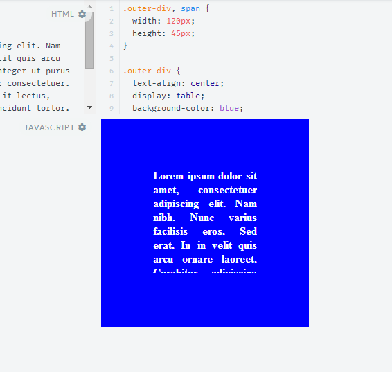 html center text vertically css