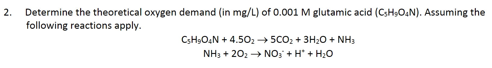 Solved Determine the theoretical oxygen demand (in mg/L) of | Chegg.com