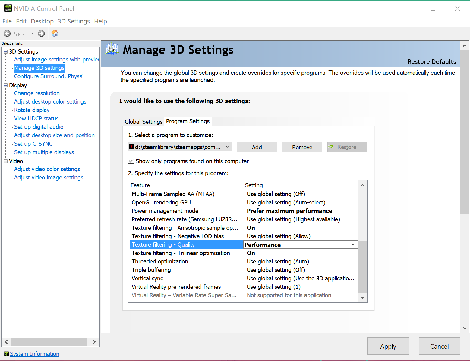 Dying Light 2 Stay Human Nvidia Control Panel settings 