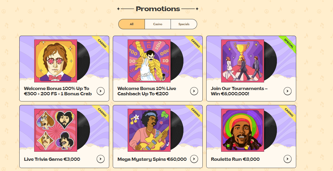 bonuses and promotions page