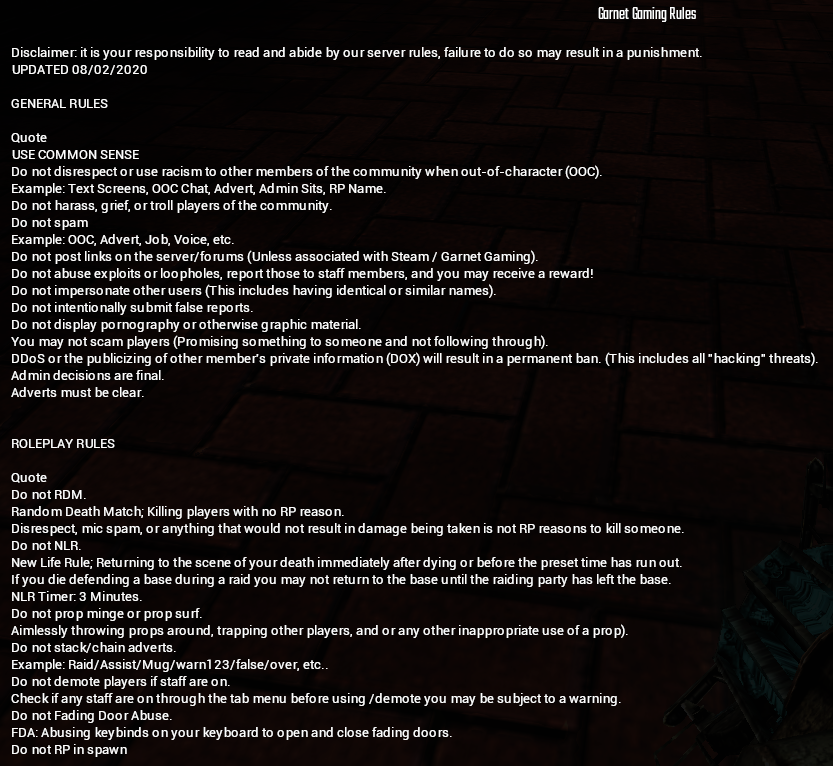 DarkRP Update [08/03/2020] Server Updates Gaming