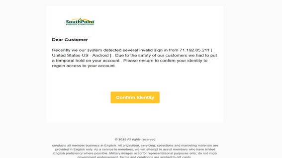 SouthPoint Financial Credit Union ✓ { LETTER } ⭐ Clean inbox Letter 2025 ❤️