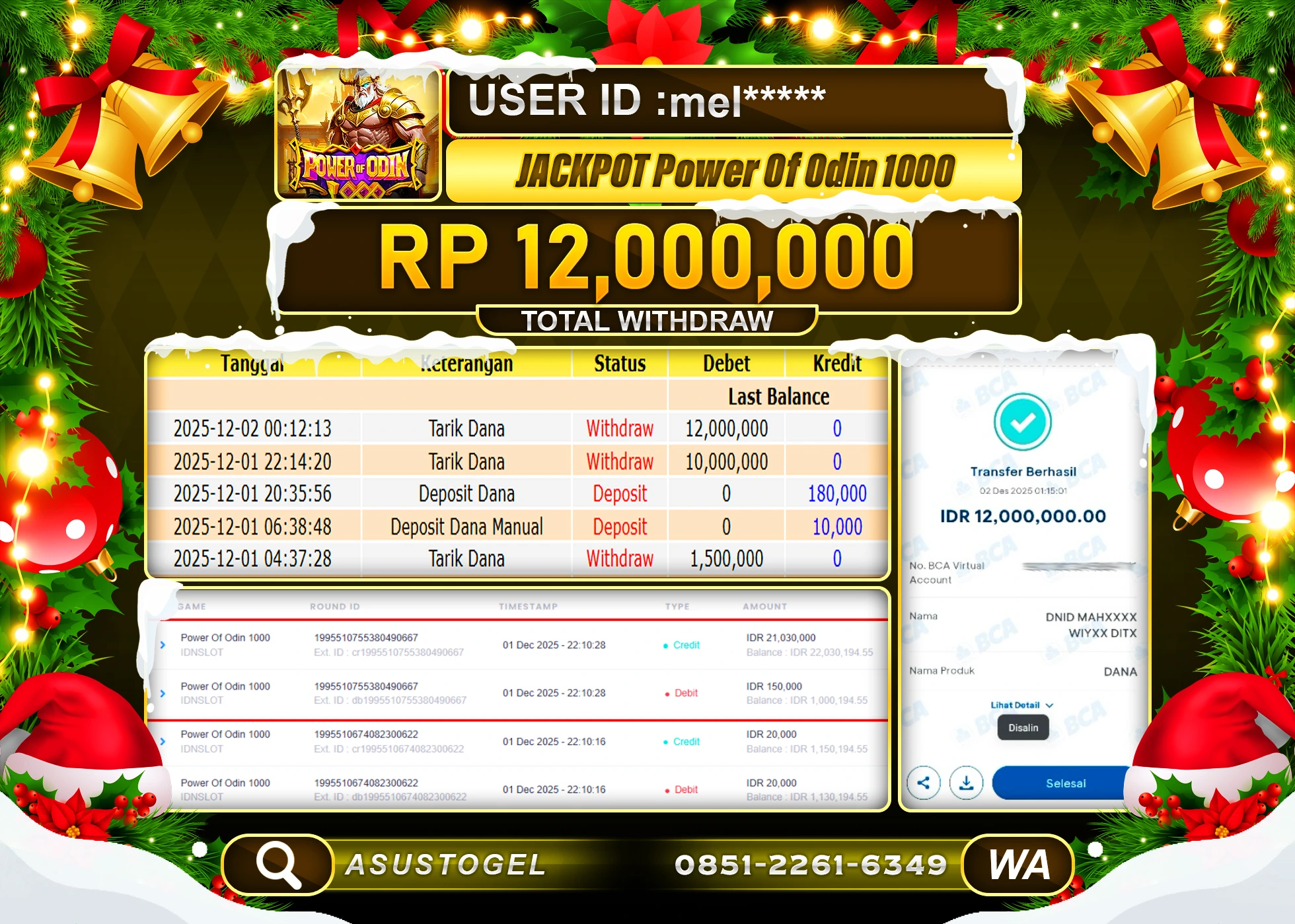 ASUSTOGEL KEMENANGAN DI POWER OF ODIN 1000 IDNSLOT SEBESAR 12,000,000 - RUPIAH LUNAS