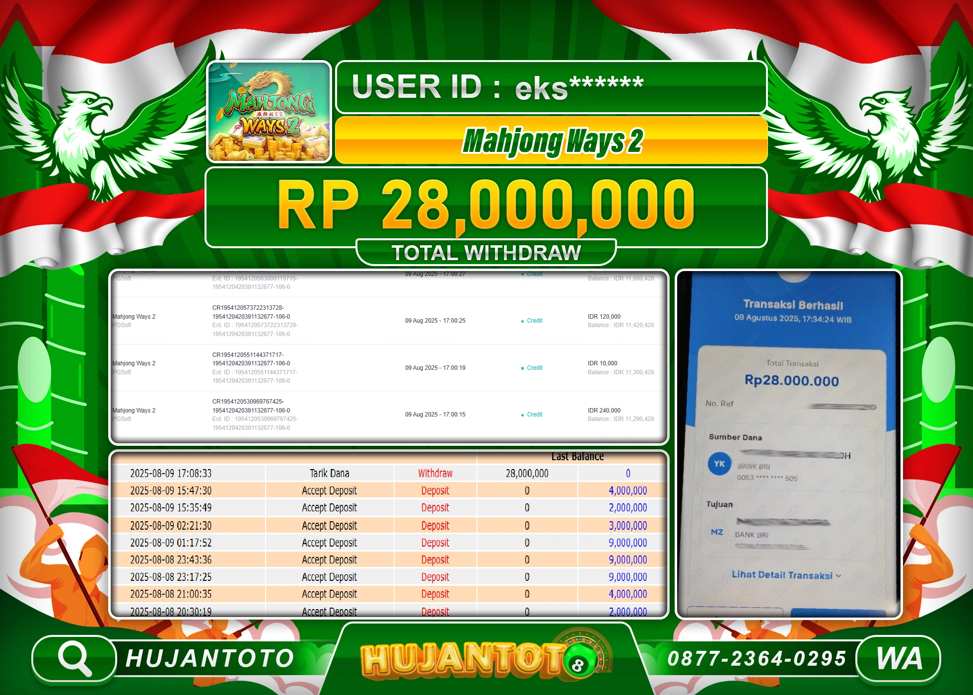 HUJANTOTO - BUKTI JACKPOT MENANG SLOT MAHJONG WAYS 2 Rp.28,000,000 - TERBAYAR LUNAS