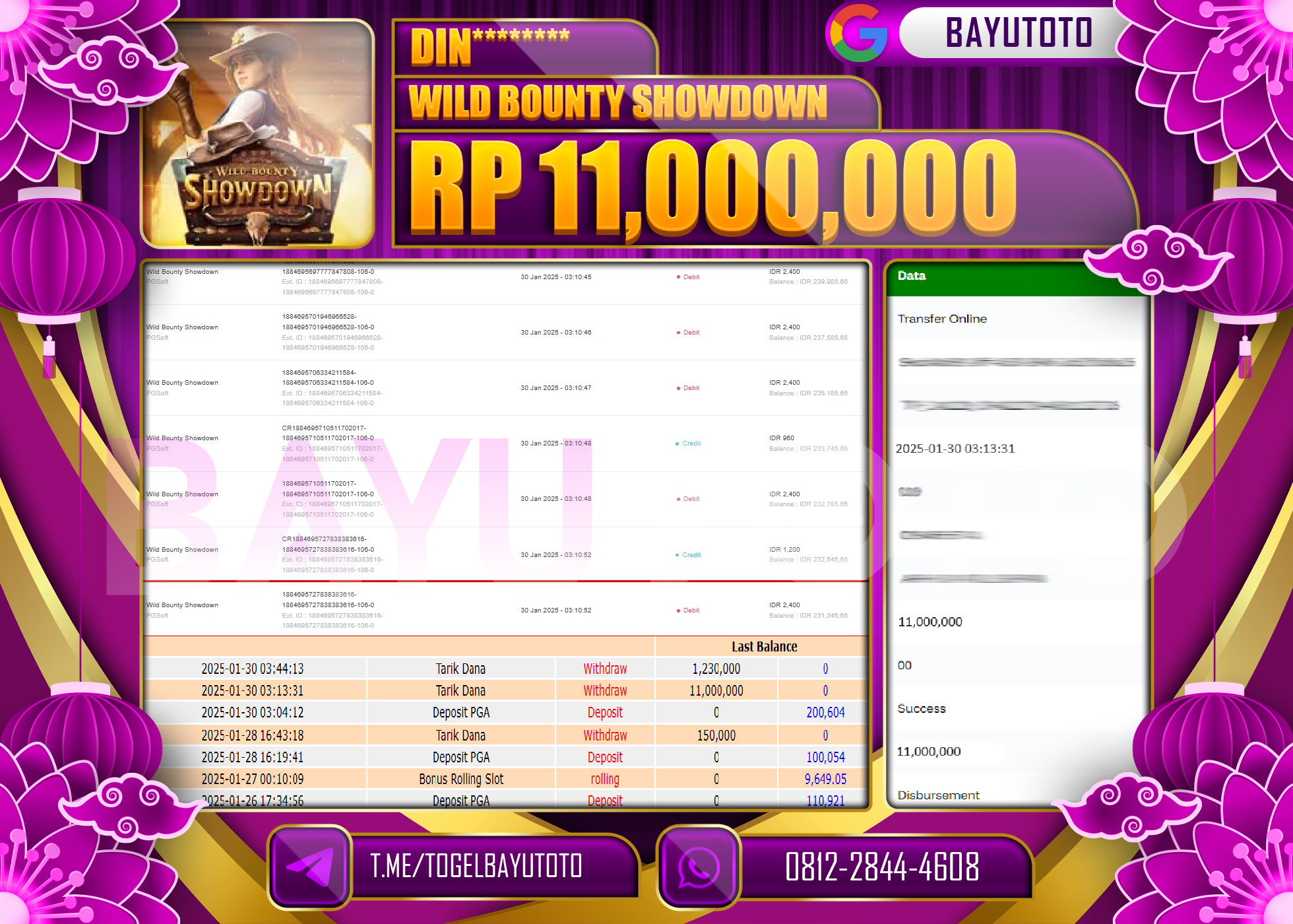 BAYUTOTO JACKPOT DI WILD BOUNTY SHOWDOWN  Rp.11.000.000 LUNAS