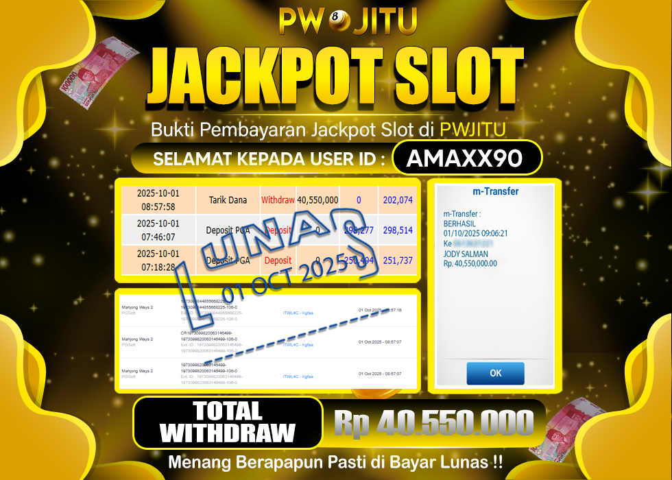 PWJITU JACKPOT SLOT MAHJONG WAYS 2 Rp.40.550.000,- LUNAS