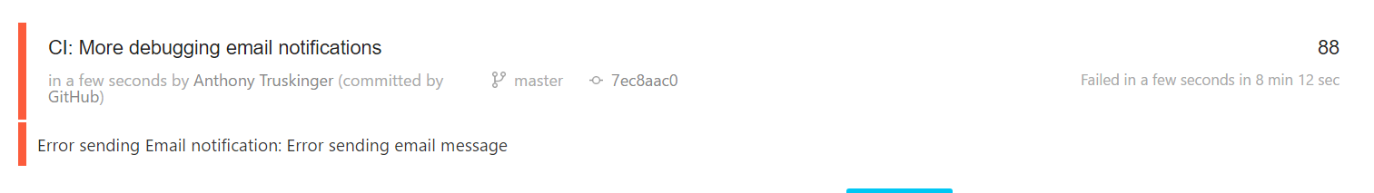 Error sending email screenshot