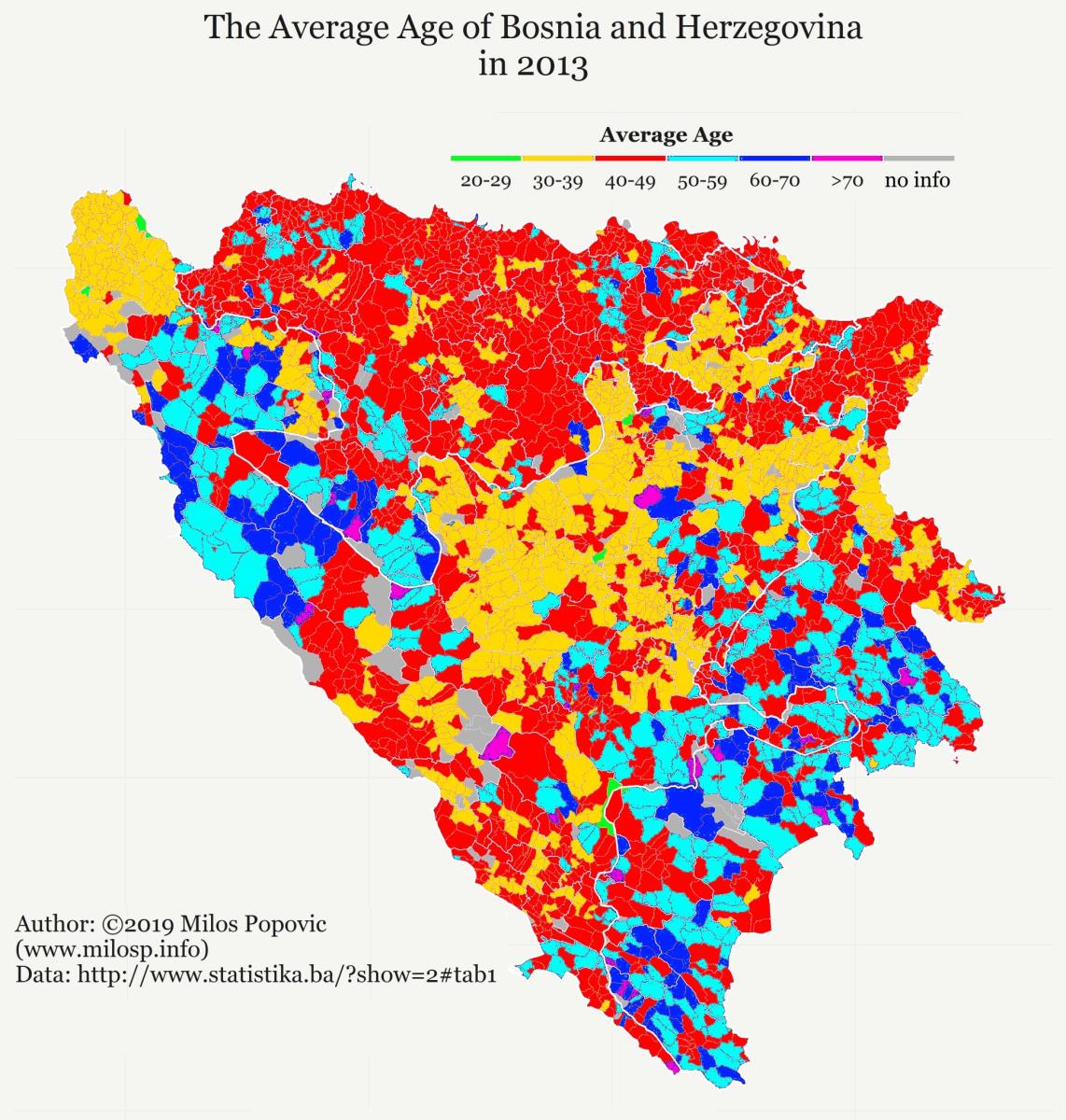 The average age of people in Bosnia and Herzegovina : r/europe