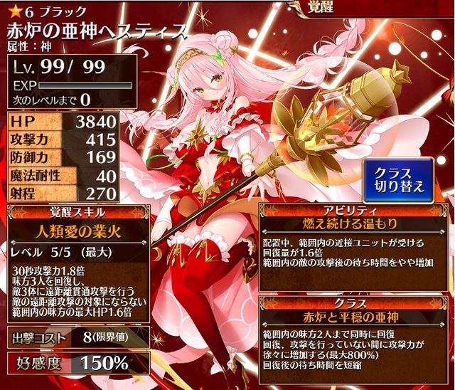 新ブラック『赤炉の亜神ヘスティス』登場！ヒーラーと寝室の性能の高さに一同騒然！の参考画像 - わんにゃんランド - 千年戦争アイギス攻略まとめ