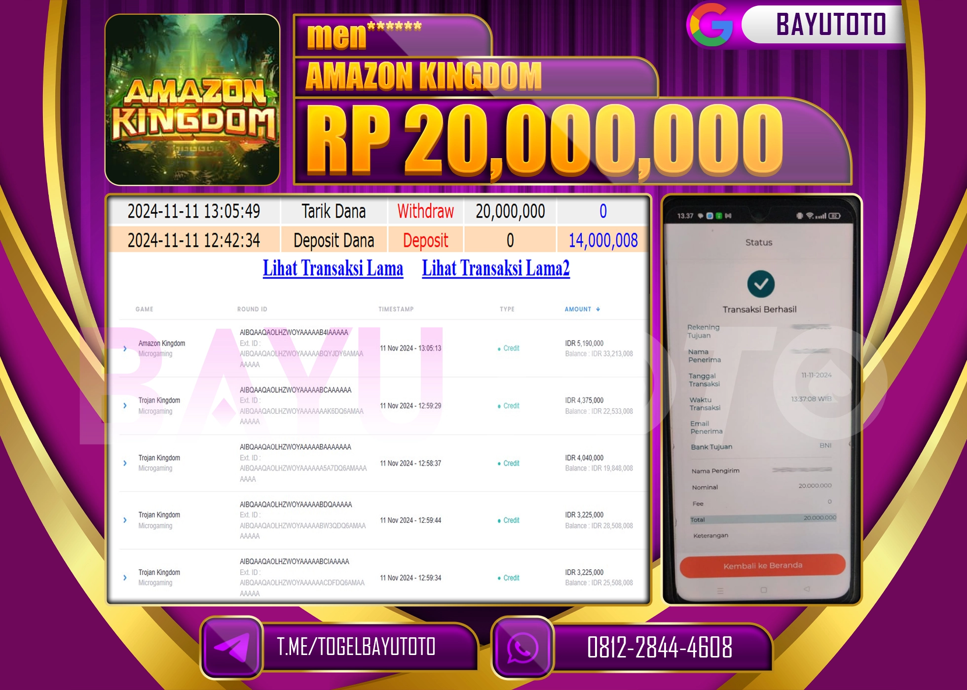 BAYUTOTO MENANG SLOT AMAZON KINGDOM 20.000.000 - LUNAS